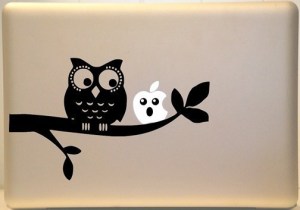 owl apple decal