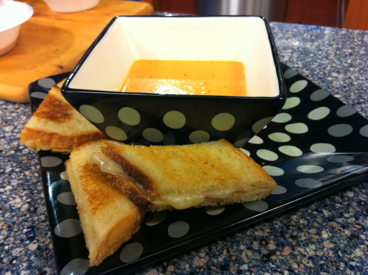 tomato-basil soup and italian grilled cheese 047