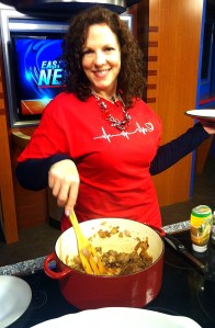 I'm wearing a red t-shirt from the Louis & Peaches Owen Heart Hospital in Tyler, TX!