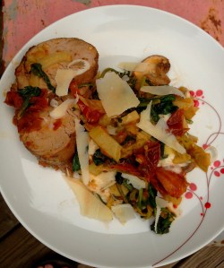 Mama Steph's pork tenderloin w/sauteed balsamic veggies